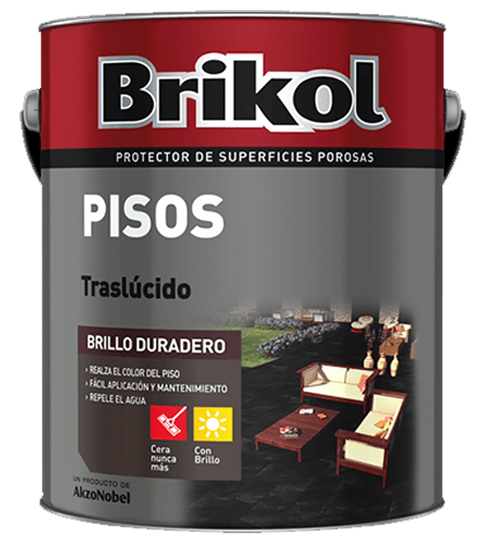 Brikol Piso Translucido Rojo 1 lts